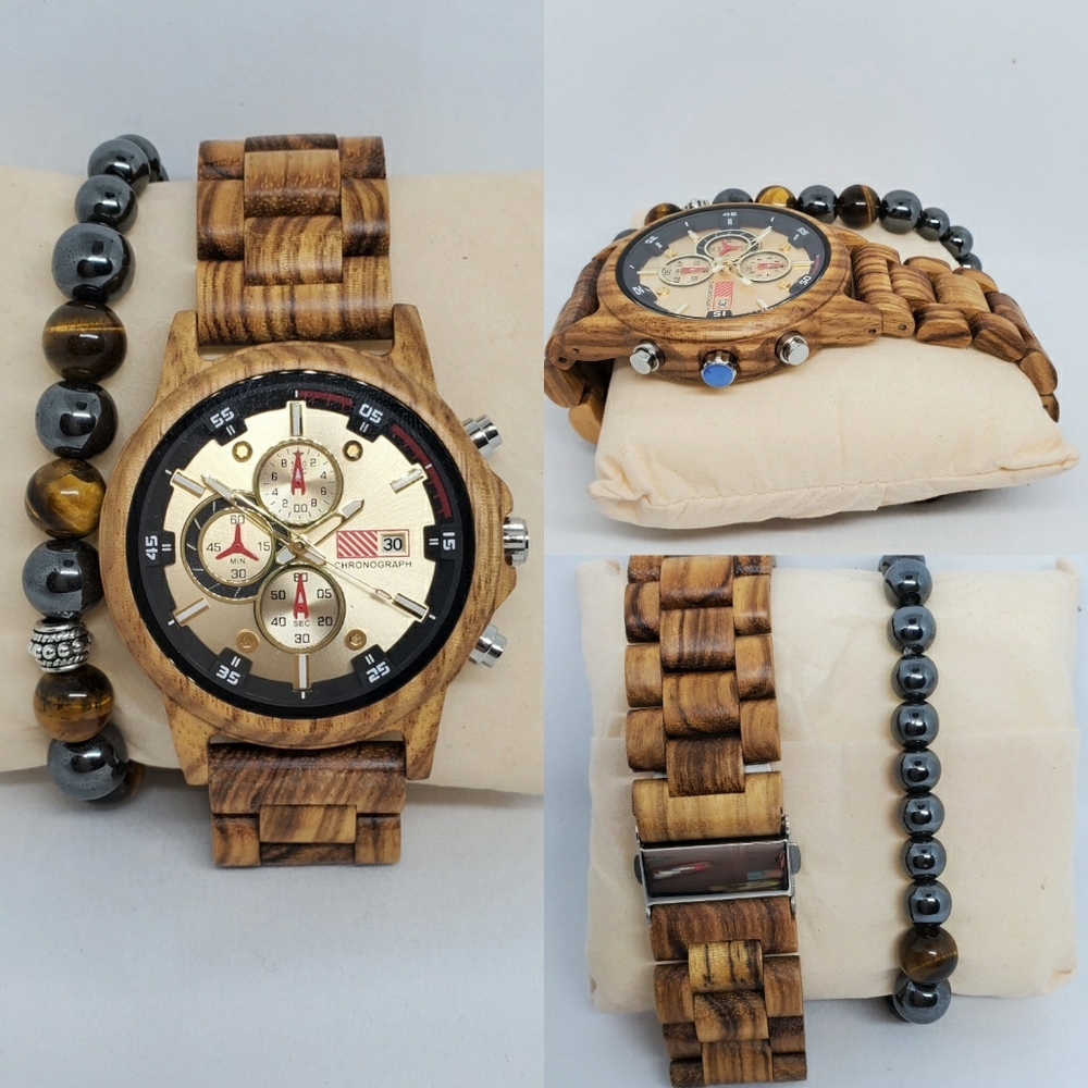 Men handmade bracelet and watch set